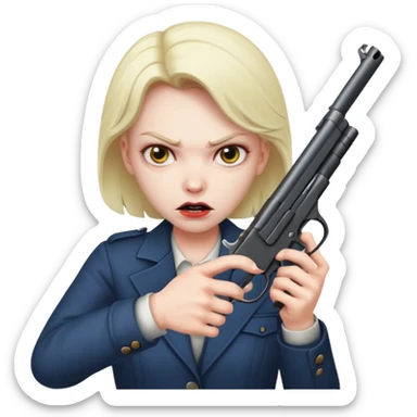 Una cara malvada con una pistola sticker