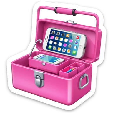 girly cellphone with a pink mini toolbox sticker