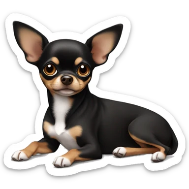 Half Black brown chihuahua girl laying down sticker