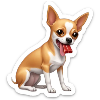 chihuahua eating raw meat sticker