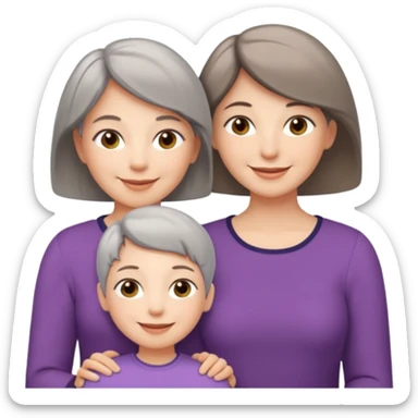 A mum with short Gray hair and her two adult daughters with Light brown hair sticker