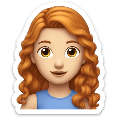 Une Fille rousse cheveux longs et aux yeux bleus , les cheveux detaché ondulé sticker