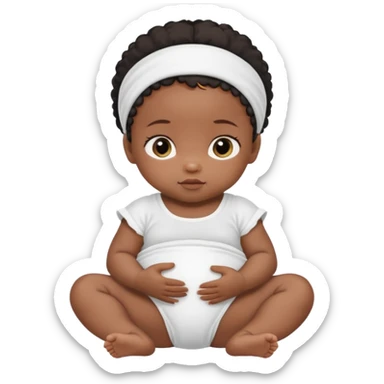 Newborn black baby girl wearing nappy sticker