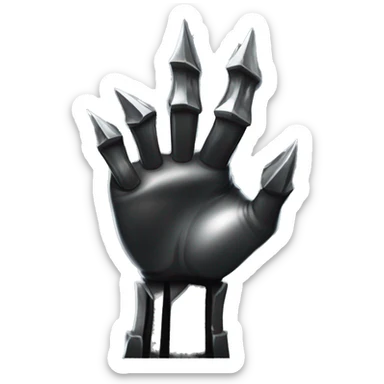 "Three sharp, metallic claws extending from a fist, shining with a steel gleam against a dark background." sticker