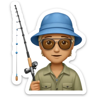 
man sitting fishing near the lake sticker