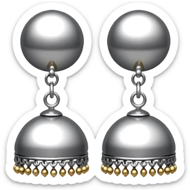 generate an ios genmoji of plain silver jhumkas sticker