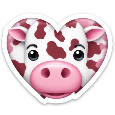Pink cow print heart sticker