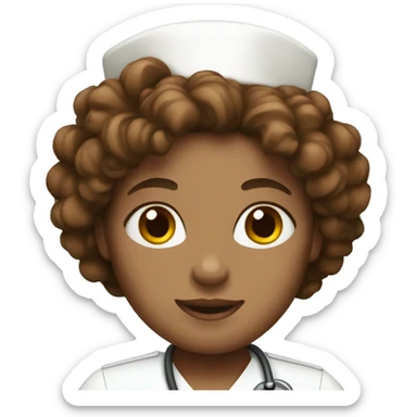 White nurse with brown curly hair sticker