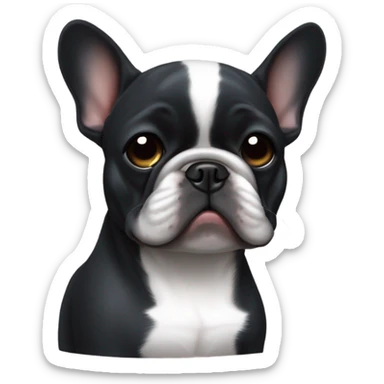 Black french bulldog  with white stripe on head crying sticker