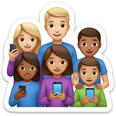 grupo de niños de 12 años con mobiles sticker