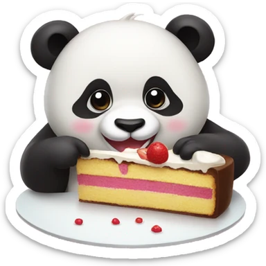 Panda, eating a cake sticker
