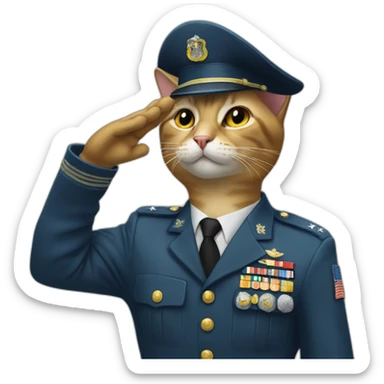 cat giving a military salute sticker