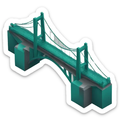 a teal bridge with dark grey background sticker