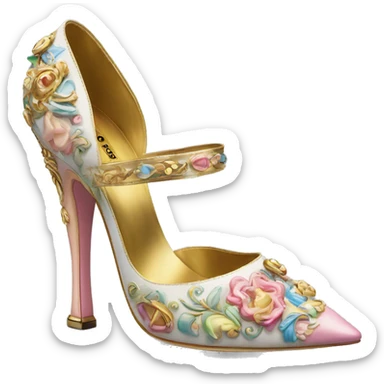 Dolce and Gabbana high heels with colourful pastel ornament and golden detais  sticker