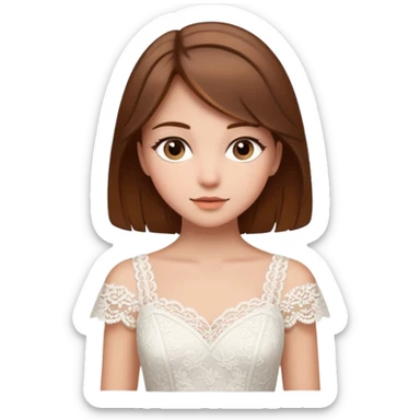 a middle brown hair girl with elegant white dress sticker