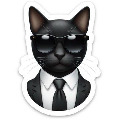 black cat with white tie and black sun glasses sticker