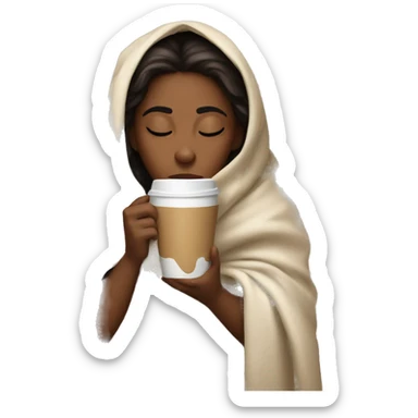 girl inside a blanket sipping coffee eyes closed sticker