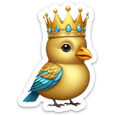 bird with crown and big earrings single vibrant colour  sticker