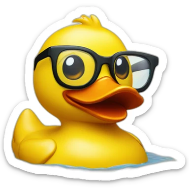 yellow carton rubber duck with glasses sticker