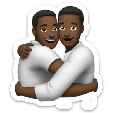 two whithe guys hugging sticker