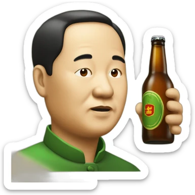 mao tse tung drinkin a beer sticker