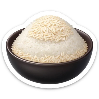 A single grain of rice, glossy and smooth, cartoonish, vibrant white color, high detail, simple and cute design, isolated on white background, centered composition
 sticker