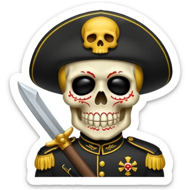 Una calavera 💀 soldado 🪖 mordiendo una bala en su boca sticker