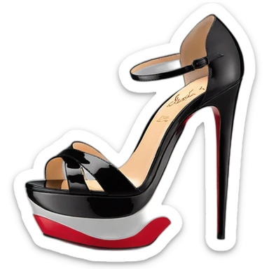 Platform wedges black louboutin sandal patent sticker