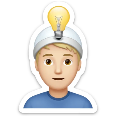 white man with light bulb over head, came up with idea sticker