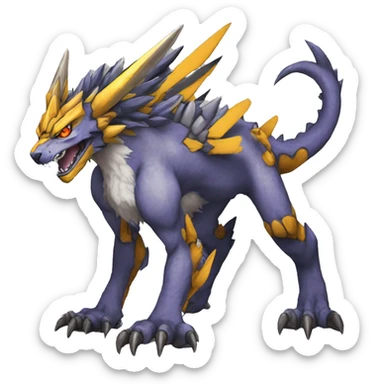  Cool Edgy Digimon-Fakemon-Garurumon-Greymon-Loogamon with edgy markings full body sticker