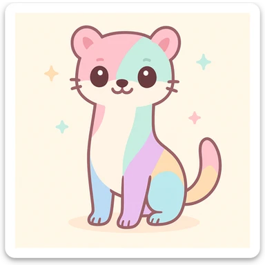 a stoat with rainbow fur, standing confidently, cheerful, LGBTQ+ representation sticker