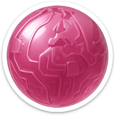 shiny and modern pink globe with glossy circuit style sticker