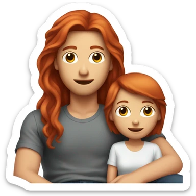 Red haired girl sitting on brunette guys lap sticker