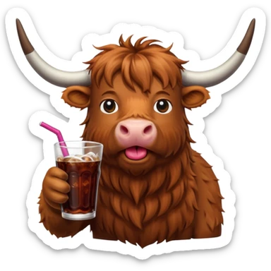 Highland cow drinking Dr Pepper sticker