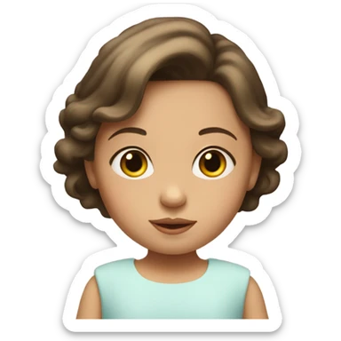 Baby girl and mom brunette white skin sticker