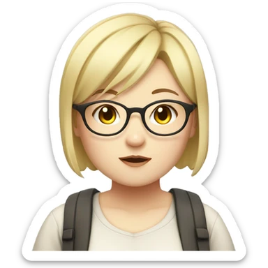 Chubby anime girl with glasses and short blonde hair sticker