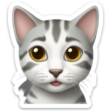 gray and white tabby cat  sticker