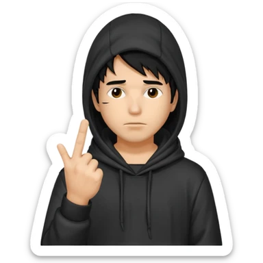 Moreno greñudo con capucha cuba la cara para el dedo del medio hombre pelo negro sticker