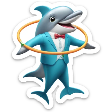 Dolphin wearing a suit hula hooping  sticker