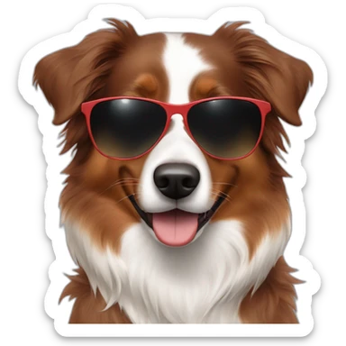 red australian shepherd with sunglasses sticker