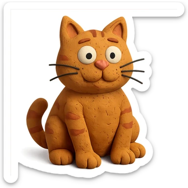 claymation style Oscar the cat sticker