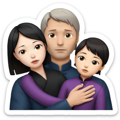 Photorealistic mads mikkelsen holds asian girl by the neck sticker