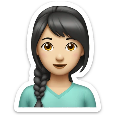 Asian girl with a side ponytail and side bangs sticker