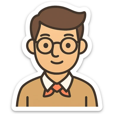 flat toon style nerdy guy with glasses sticker