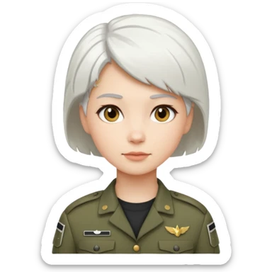 female soldier white hair style sticker