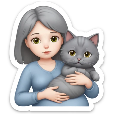 gravida doente com gato sticker