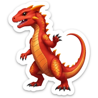 Guilmon-Salandit-Charmeleon-Fakémon-hybrid-creature (full body)  sticker