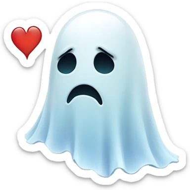 sad ghost with broken heart sticker