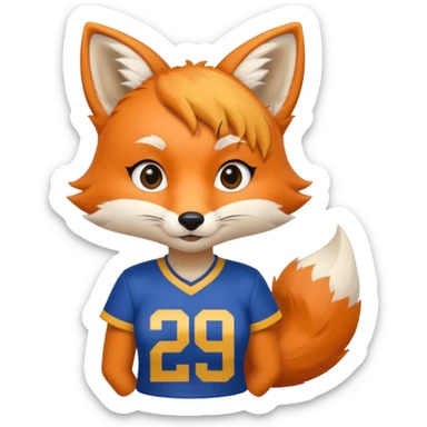 A cute girl fox with a bushy tail wearing a LA Rams shirt sticker