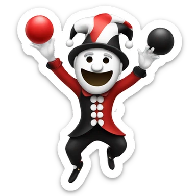 Red black and white jester juggling  sticker